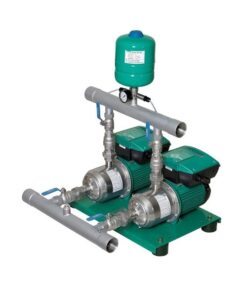 Hệ 2 bơm tăng áp biến tần PEROTAC 2IVT ống góp và bình tích áp (bomnuoctk.com)